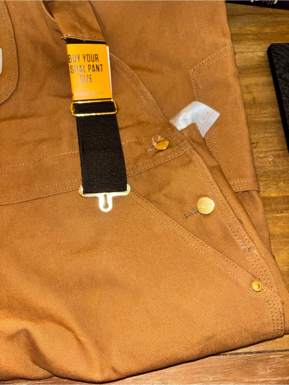 Carhartt Brown Bib Overalls Loose Fit Carpenter Workwear Duck Canvas Size 44x30 - Picture 4 of 5